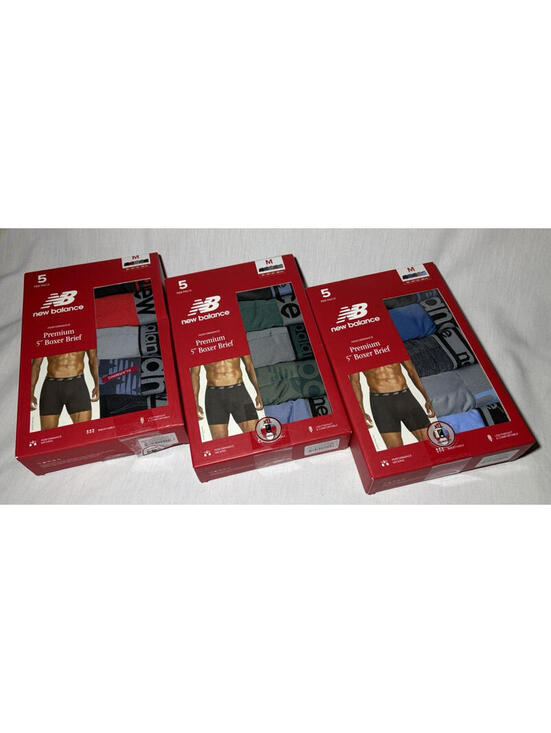 New Balance Other - New Balance Premium 5" Boxer Briefs 5-Pack Size M Moisture Wicking Multicolor x3